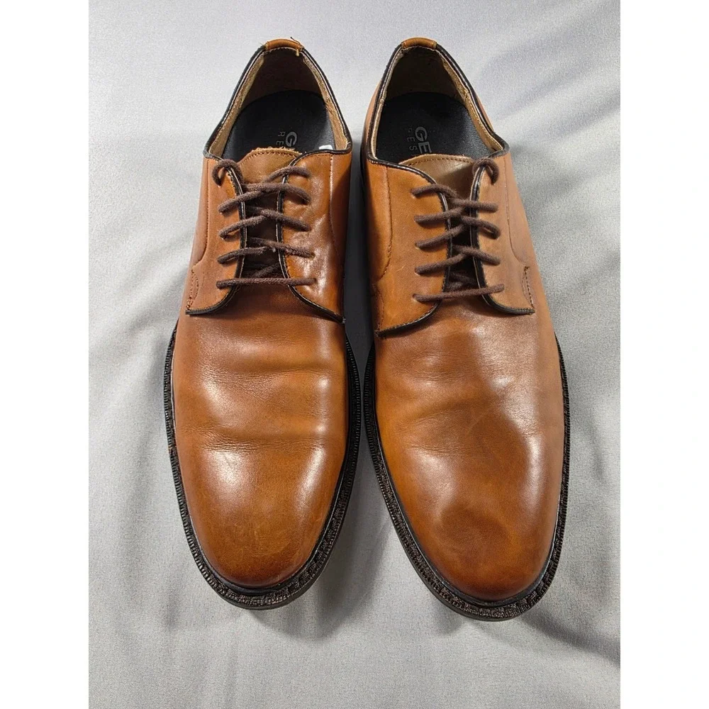 Geox Respira Craig Oxford Shoes Mens 8.5 Tan Brown Leather Almond Toe